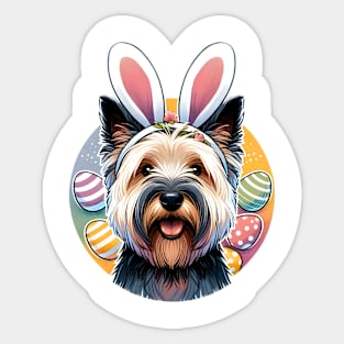 Skye Terrier with Bunny Ears Welcomes Easter Joy Sticker